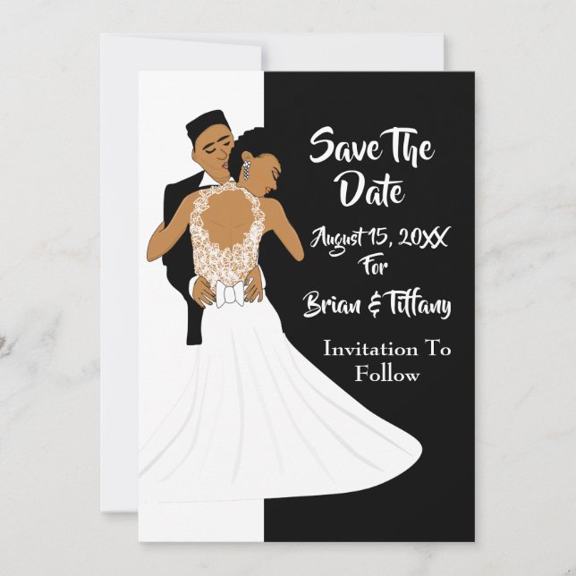 Invitación Novia y novio afroamericanos (Anverso)