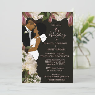 Invitación Novia y Novio Afroamericanos Boda Negra
