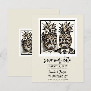 Invitación Novia y Novio Aloha Piña Tiki Guardar la Fecha