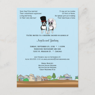 Invitación Novia y novio Boston Terrier que casa la ducha