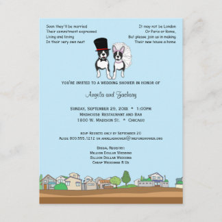 Invitación Novia y novio Boston Terrier que casa la ducha