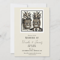 Novia y Novio Cabeza de Tiki de Piña Aloha Boda