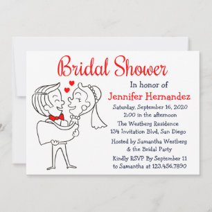 Invitación Novia y Novio Caricatura Fiesta de Despedida de So