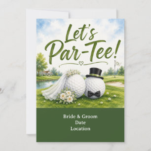 Invitación Novia y Novio de Boda de Golf Diseño de Acuarela