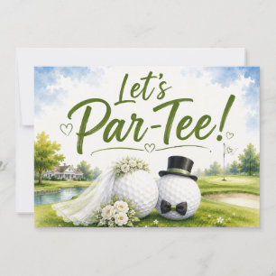 Invitación Novia y Novio de Boda de Golf Diseño de Acuarela