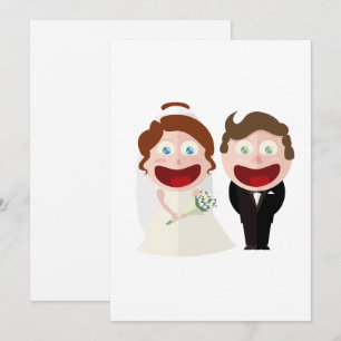Invitación Novia y Novio de Dibujos Animados Caprichosos Boda