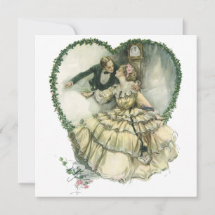Invitación Novia y novio de Navidad Vintage Harrison Fisher