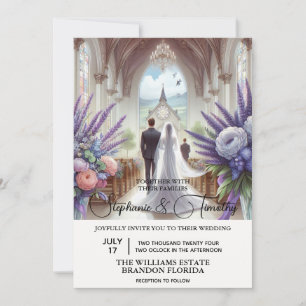 Invitación Novia y novio en la capilla
