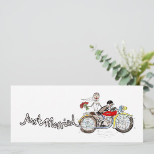 Invitación Novia y Novio en Moto Tarde de Boda