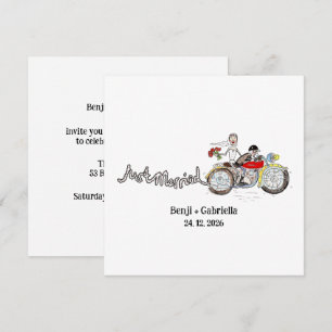 Invitación Novia y Novio en Moto Tarde de Boda