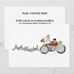 Invitación Novia y Novio en Moto Tarde de Boda
