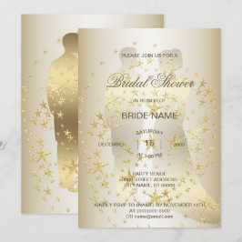 Invitación Novia y Novio Estrellas Doradas Fiesta de Despedid