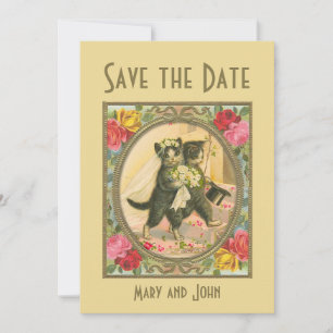 Invitación Novia y novio gato boda guardar la fecha