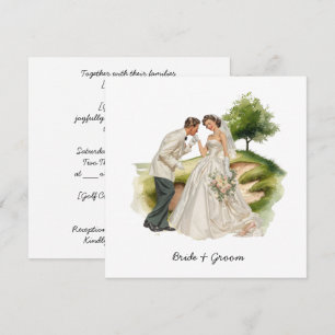 Invitación Novia y Novio Golfista boda en campo de golf
