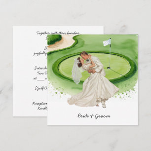 Invitación Novia y Novio Golfista boda en campo de golf