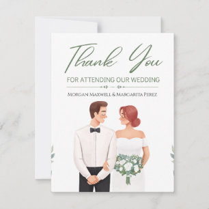 Invitación Novia y Novio Ilustrados Acuarela Boda Tha