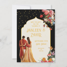 Invitación Novia y novio indios salvan la fecha