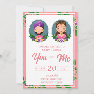 Invitación Novia y novio personalizado de vestimenta india li