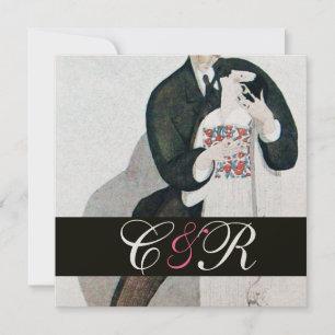 INVITACIÓN NOVIA Y NOVIO ROMÁNTICOS FESTEJO DE BODAS MONOGRAM