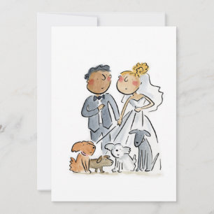 Invitación Novia y Novio y Perros