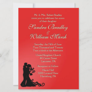 Invitación Novia y rojo de Groom