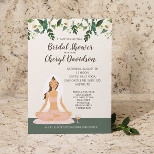 Invitación Novia Yoga Cabello Castaño Oscuro Regalo de Desped