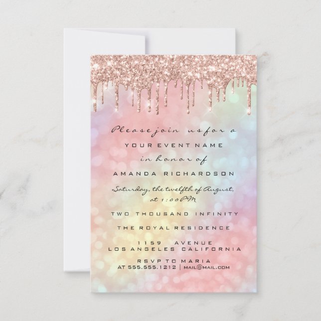 Invitación Novias 16.ª Rosa Boda de oro Perforaciones holográ (Anverso)