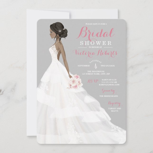 Invitación Novias afroamericanas lucen ducha de novia (Anverso)