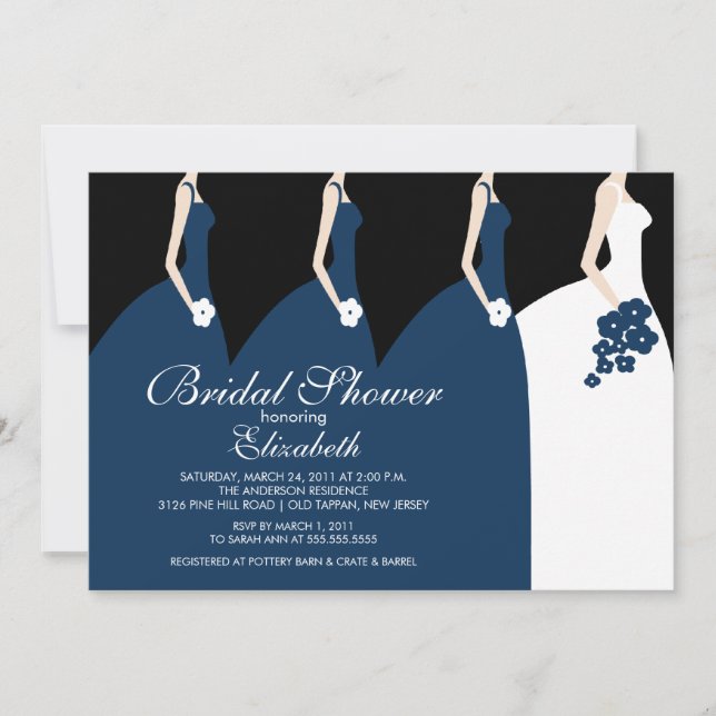 Invitación Novias azules invitadas a duchas nupciales (Anverso)