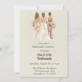 Invitación Novias de Bridas Verdes Ligeras Bridesmaids Lunche