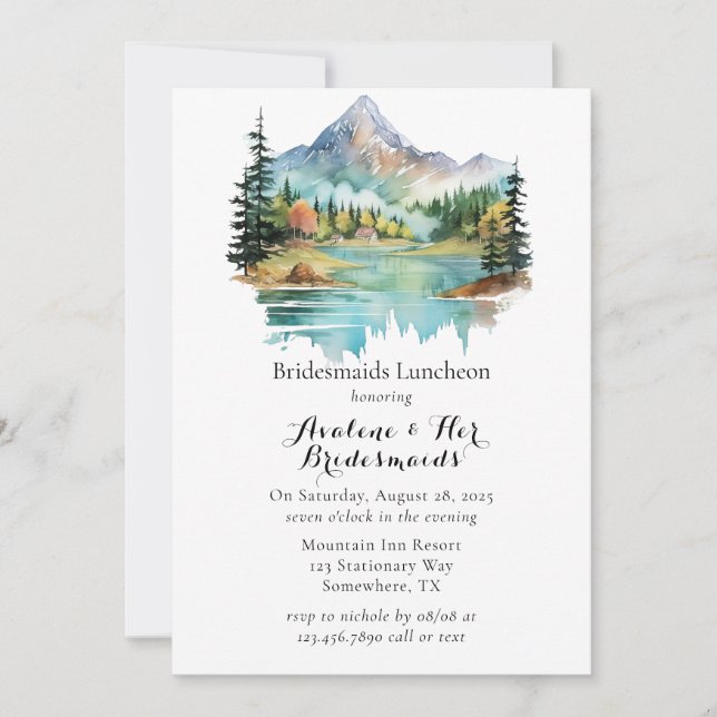 Invitación Novias de Bridesmaids de Forest Lakeside Mountain  (Anverso)