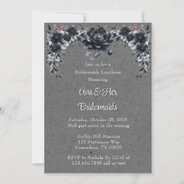 Invitación Novias de Bridesmaids Gothic Black Floral Luncheon
