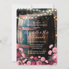 Invitación Novias de Bridesmaids Rustic Whiskey Barrel Lunche