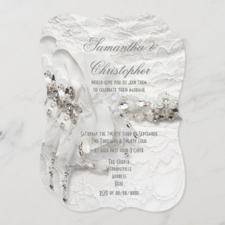 Invitación Novias de diamantes de cristal blanco vestidas com