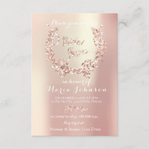 Invitación Novias de ducha aceitunas Wreath Pink Rose Gold Pe