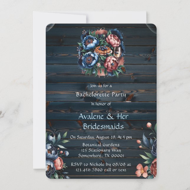 Invitación Novias de la Marina y el Copper Peony Wood Luncheo (Anverso)