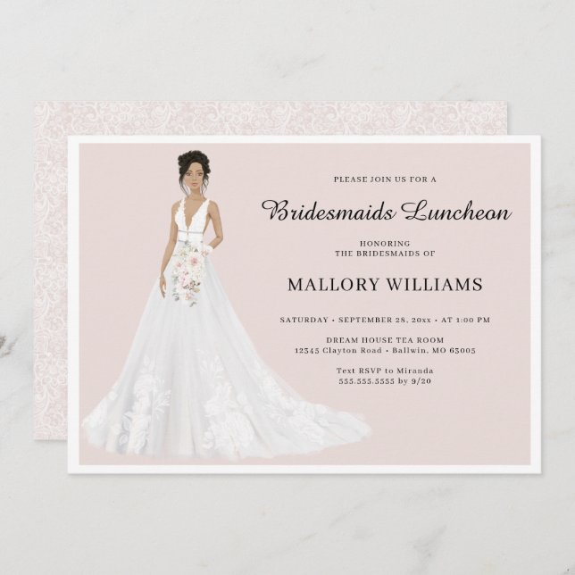 Invitación Novias de Luncheon Bridal Gown (Anverso / Reverso)