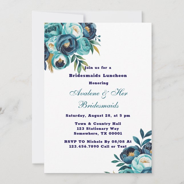 Invitación Novias de novias de la Marina Azul de la Marina ve (Anverso)