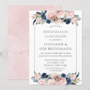 Invitación Novias de novias de la marina rosa de Rubor Lunche