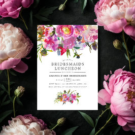 Invitación Novias de Novias Florales de Peonies Rosadas Vieja