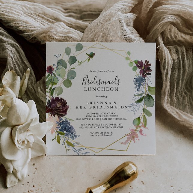 Invitación Novias de oro de Borgoña ducha luncheon (Subido por el creador)