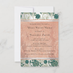 Invitación Novias de plata de cobre Rosa 16ª palma de Monster