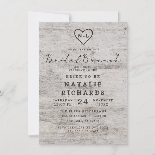 Invitación Novias esculpidas Rústica Ducha de Brunch de novia (Anverso)