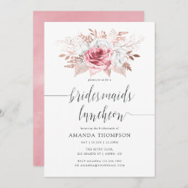 Invitación Novias florales rosadas y Rosas de Rubor Luncheon