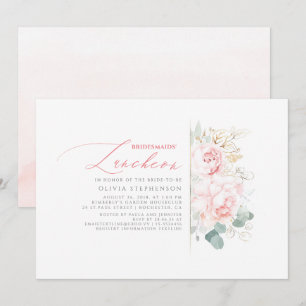 Invitación Novias Luncheon Floral Rosa Ducha Bridal