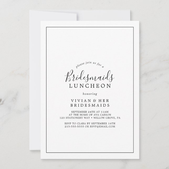 Invitación Novias minimalistas Luncheon (Anverso)