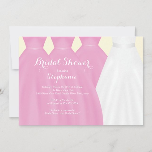Invitación Novias rosas modernas, ducha de novia con vestimen (Anverso)