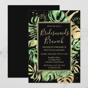 Invitación Novias tropicales negras y verdes Brunch Invitati
