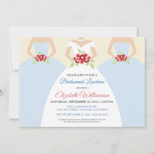 Invitación Novias y damas de honor Noche invitada a comer (az (Anverso)