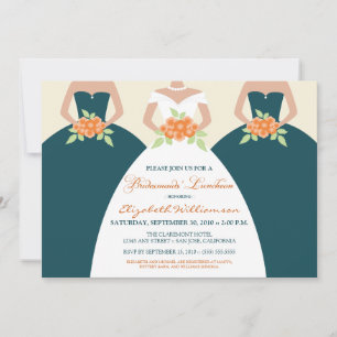 Invitación Novias y damas de honor Noche invitada (verde azul